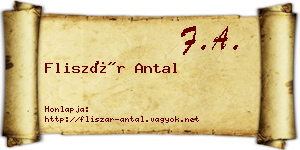 Fliszár Antal névjegykártya